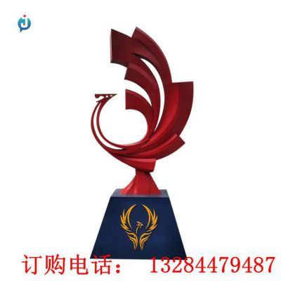 不锈钢抽象凤凰校园雕塑