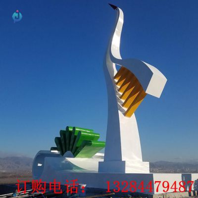 大型不锈钢丹顶鹤公园雕塑