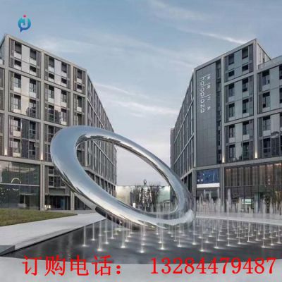 不锈钢圆环喷泉雕塑