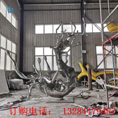不锈钢镜面海浪雕塑