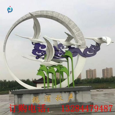 大型不锈钢鹅浦秋声城市雕塑