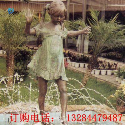 铸铜小女孩人物雕塑