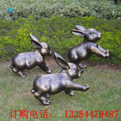 铸铜兔子动物雕塑