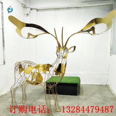 不锈钢艺术鹿售楼部雕塑