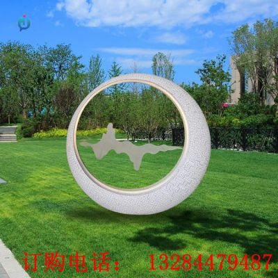 不锈钢创意圆环售楼部雕塑