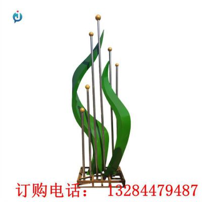 不锈钢抽象树叶校园雕塑