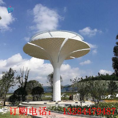 不锈钢伞状发光灯柱广场雕塑