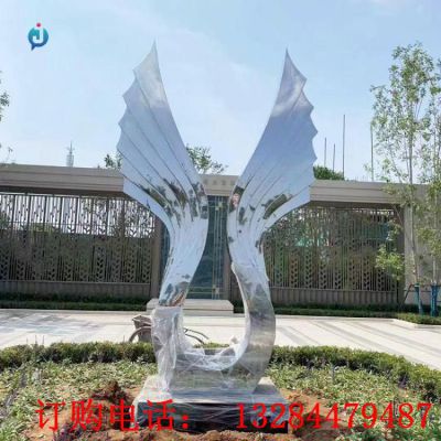 不锈钢镜面翅膀广场雕塑