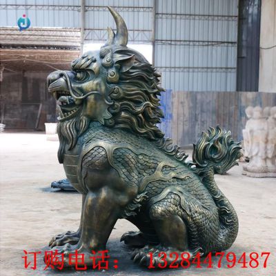 铸铜麒麟雕塑