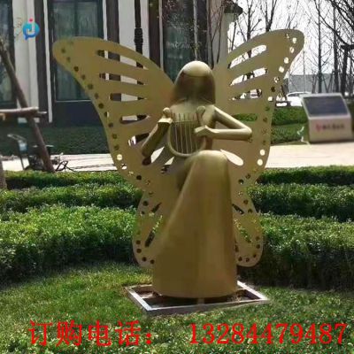 铸铜蝴蝶仙女雕塑
