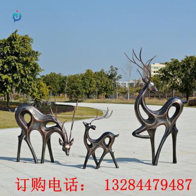 铸铜抽象鹿公园雕塑