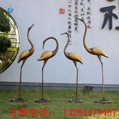铸铜丹顶鹤动物雕塑