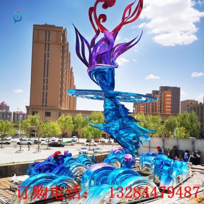 大型不锈钢鲸落城市雕塑