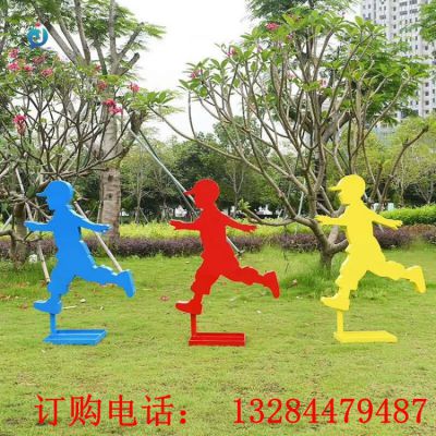 不锈钢剪影小孩奔跑学校雕塑