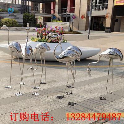 不锈钢镜面仙鹤动物雕塑