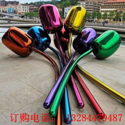 不锈钢彩绘郁金香雕塑
