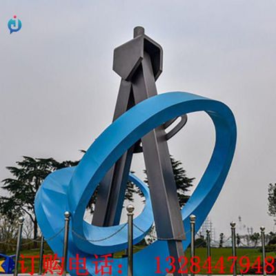 大型不锈钢圆规校园雕塑
