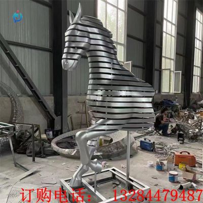 不锈钢切片半身马雕塑