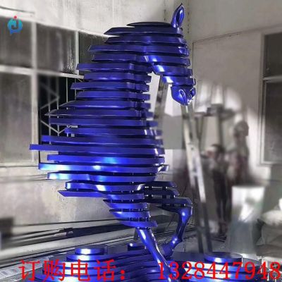 不锈钢抽象马公园雕塑