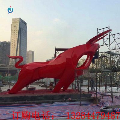 大型不锈钢抽象牛广场雕塑