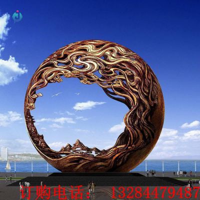 大型不锈钢镂空圆球雕塑