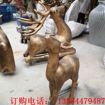 铸铜梅花鹿动物雕塑