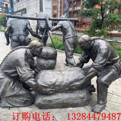 铸铜人物劳作雕塑