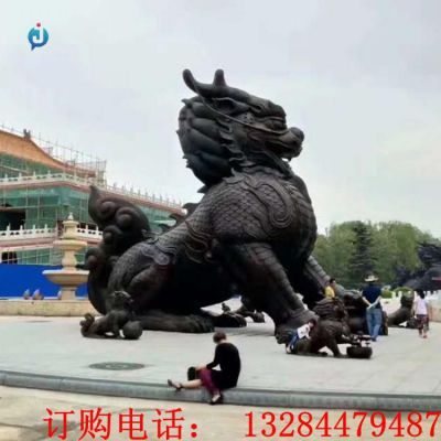铸铜麒麟雕塑