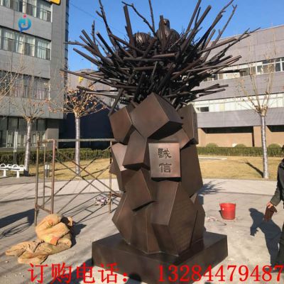 铸铜诚信鸟巢企业雕塑