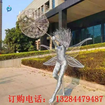 不锈钢蒲公英精灵雕塑