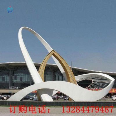 不锈钢抽象飘带廊架雕塑