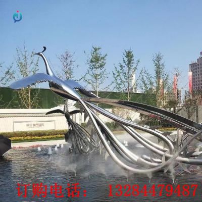 不锈钢镜面凤凰雕塑