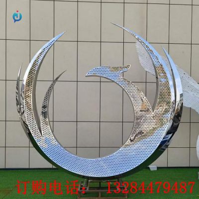 不锈钢凤凰圆环雕塑