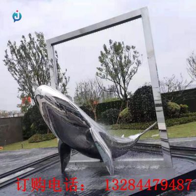 不锈钢镜面海豚雕塑