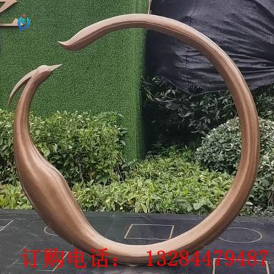 铸铜凤凰圆环雕塑