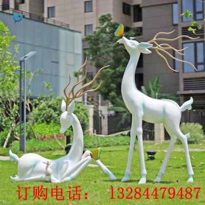 不锈钢抽象梅花鹿雕塑