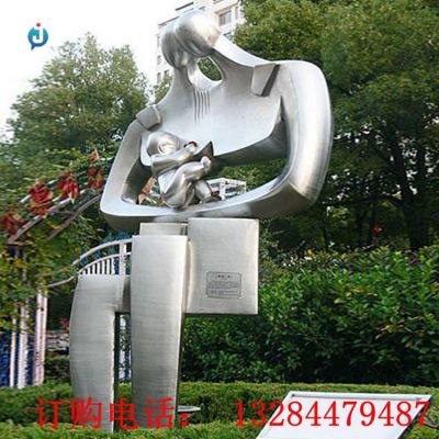 不锈钢抽象一家三口公园雕塑