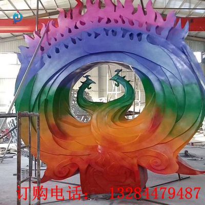 不锈钢彩虹凤凰圆环雕塑