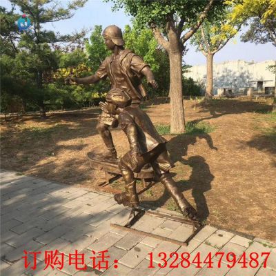 铸铜儿童滑板雕塑