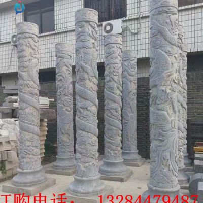 石雕浮雕龙柱雕塑