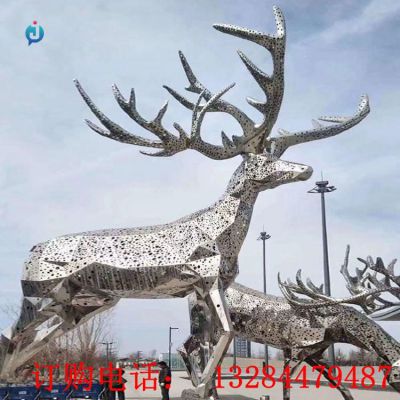 不锈钢麋鹿雕塑