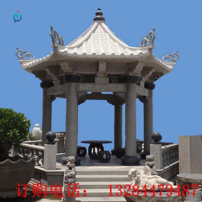 石雕大角凉亭雕塑