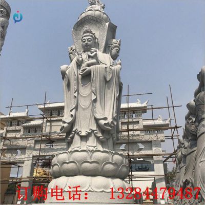石雕三面观音雕塑