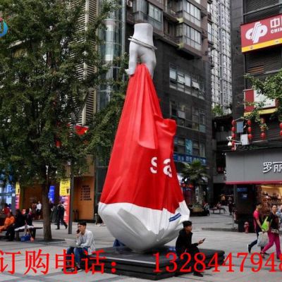 大型不锈钢购物袋商业街雕塑