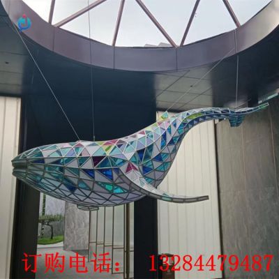 不锈钢几何鲸鱼雕塑
