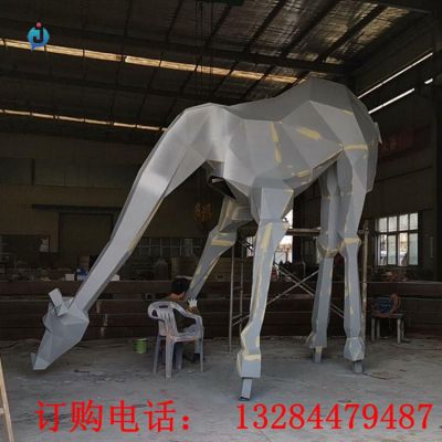 不锈钢几何鹿雕塑