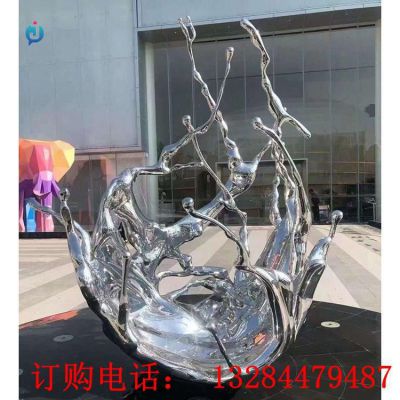 不锈钢镜面浪花雕塑