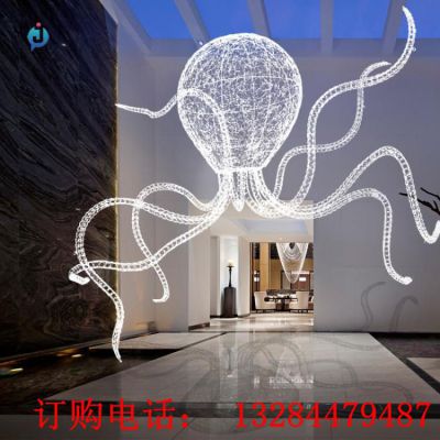 不锈钢镂空章鱼雕塑