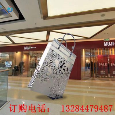 不锈钢商场购物袋雕塑