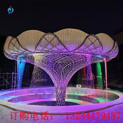 不锈钢发光云朵喷泉雕塑